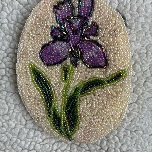 Beaded Iris Flower Vintage Coin Purse